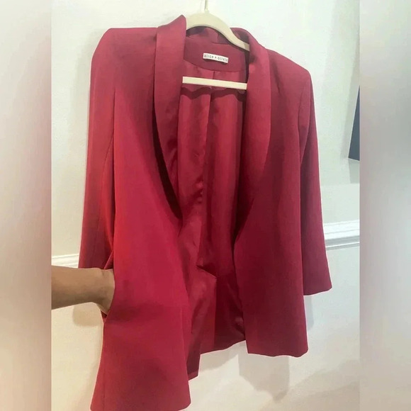 Alice + Olivia Red Satin Jacket Blazer Size M - Picture 10 of 15